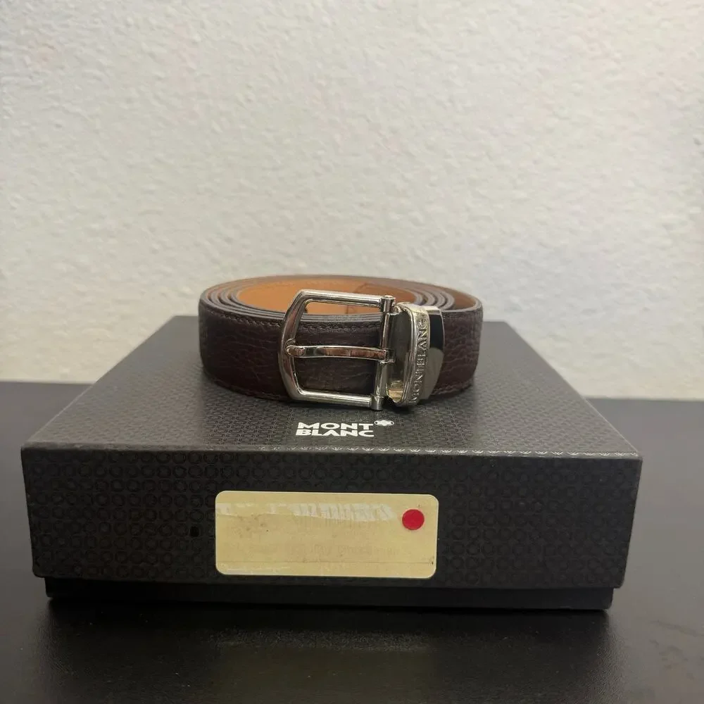 Montblanc Leather Horseshoe Buckle Brown Belt w/ Box